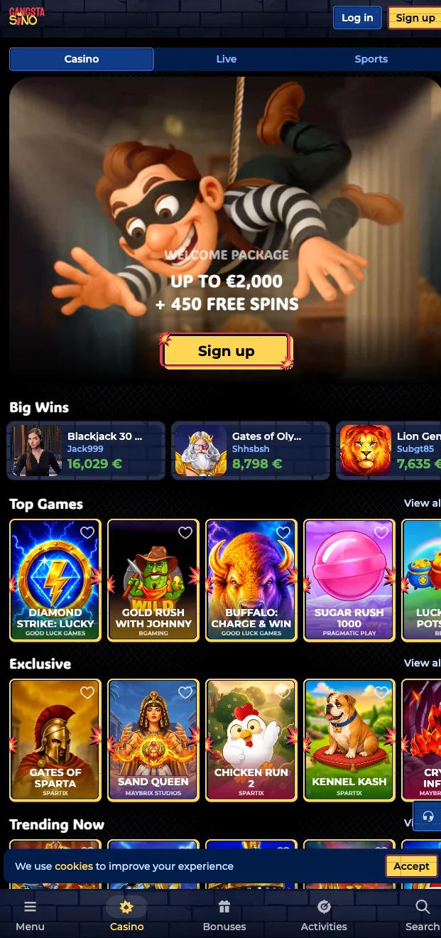 Gangstasino Casino mobilalkalmazás